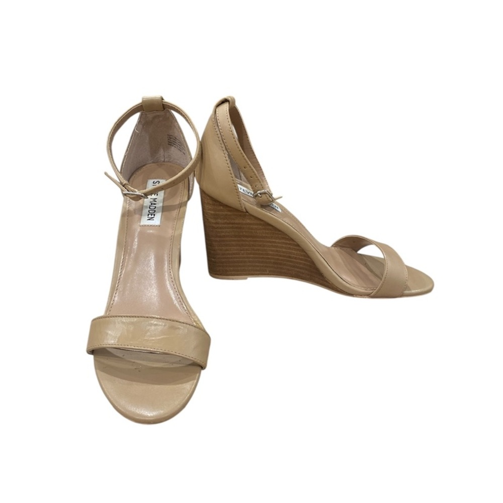 Steve Madden Beige Ankle Strap Wedges